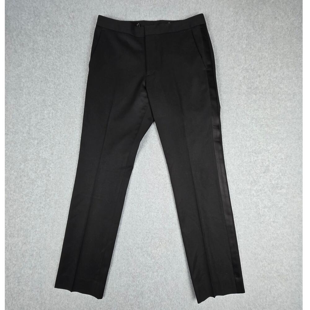 Bonobos Mens 32x32 Black Italian Wool Formal Tuxedo Pants